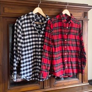 Two Lands End plaid Flannel Flannel Shirts